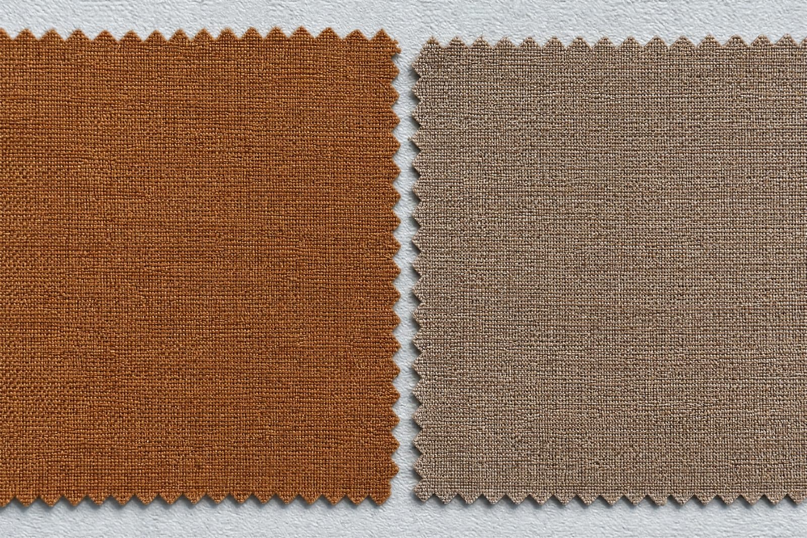 Two swatches of the same fabric side by side: the left deep and saturated, the right visibly faded and chalky after exposure.