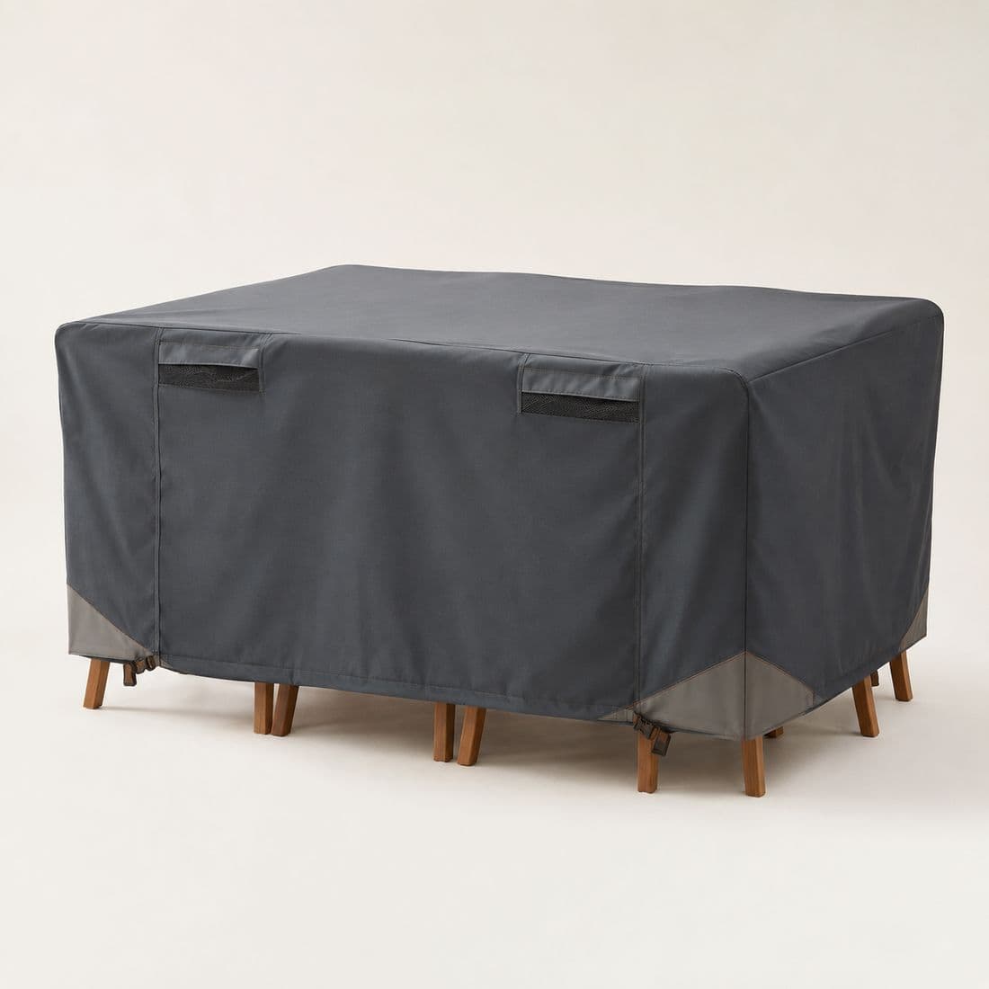 Furniture Cover W4 Premium: Outdoor furniture on an exposed coastal terrace, covered all year.
