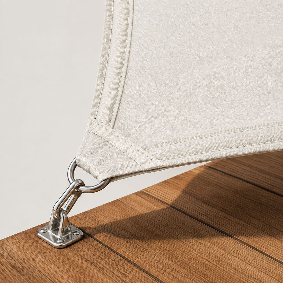Shade Premium: The tested shade fabric in a larger size, with a doubled perimeter for spans where the corners take real load.